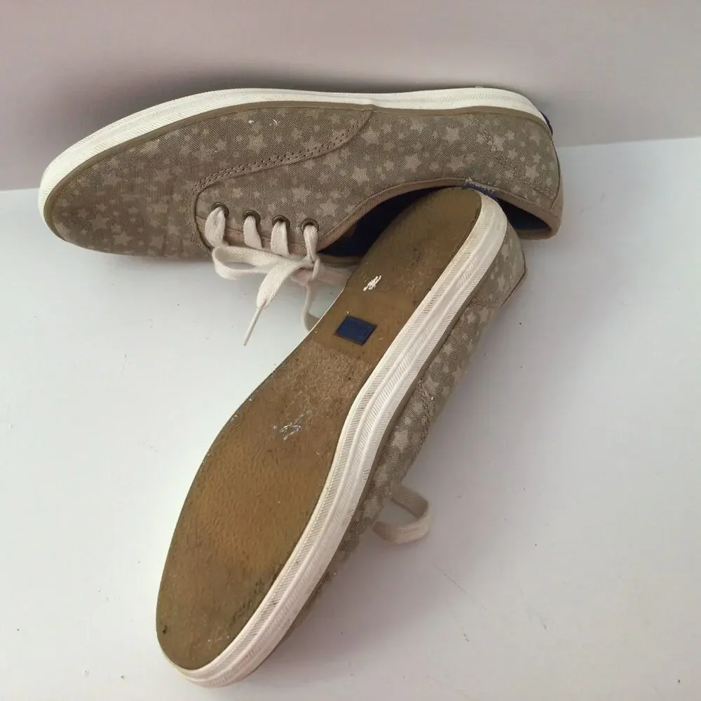Keds Shimmering Gold with Stars Sneakers Sz 6
